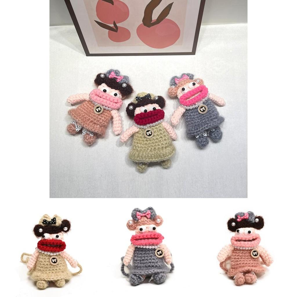 Adorable Cartoon Sausage Style Crochet Shoulder Bag For Kids With Breathable Yarn Material