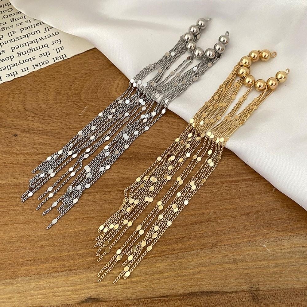 Beads C-shaped Ear Clip Long Chain Ear Buckle Fashion Tassel Ear Clip  Gift