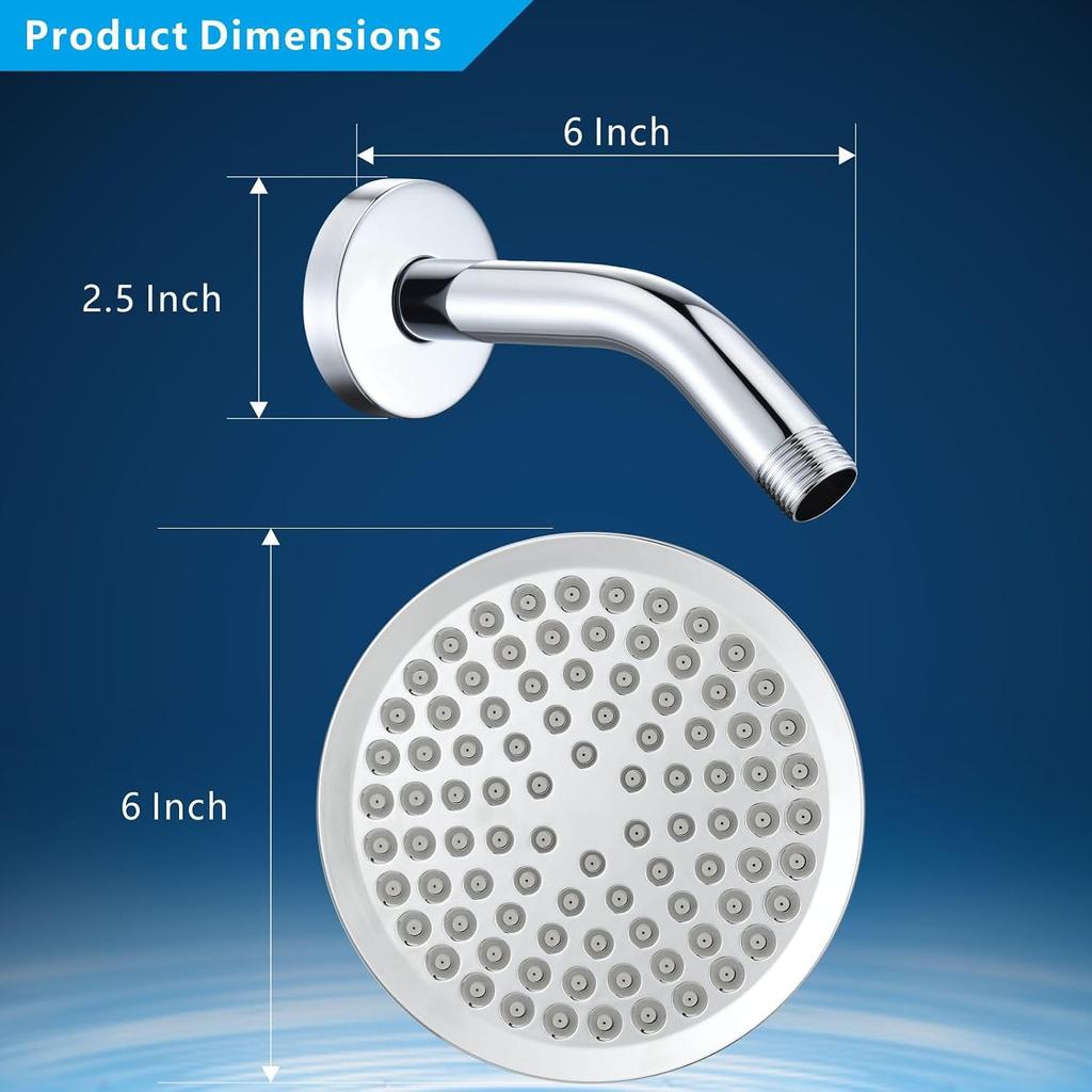 High Pressure Rain Shower Head with Arm - High Flow Rainfall Showerhead - Luxury Modern Look - Pressure Boosting