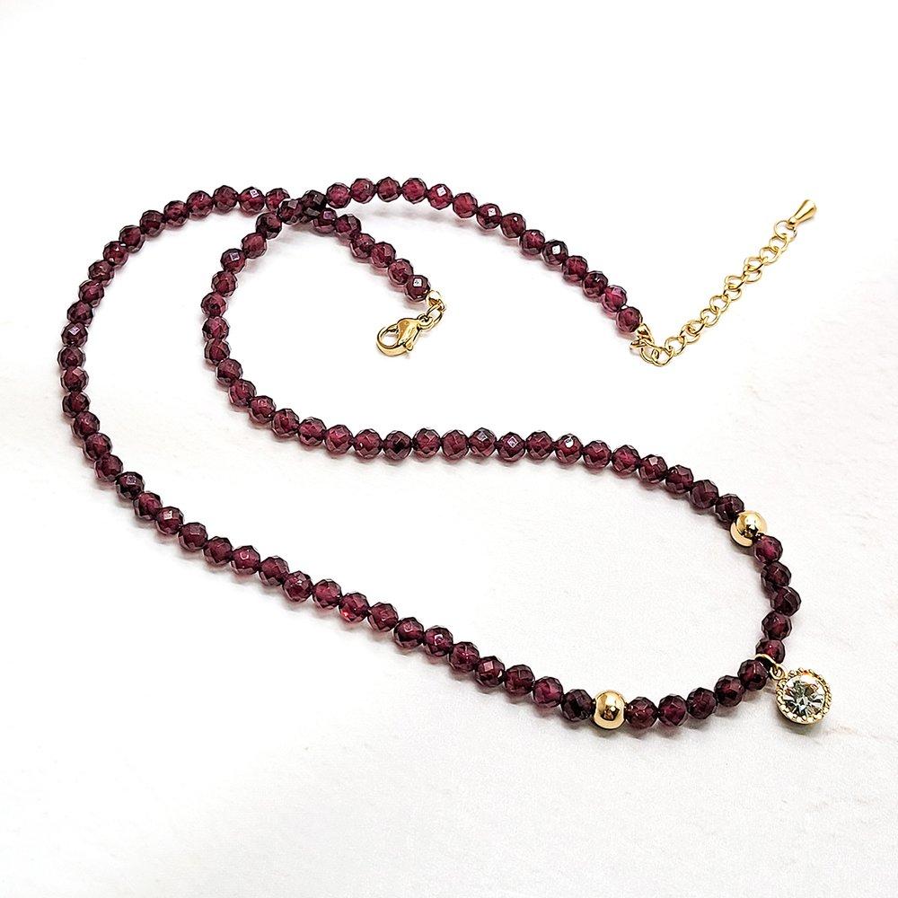 4mm garnet rough stone necklace