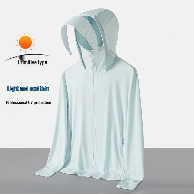 Unisex UPF50+ Sun Protection Jacket with Detachable Hat Brim for Cycling and Hiking