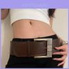 Vintage Art Style Wide Pu Leather Belt For Women With Alloy Buckle For Casual Dresses