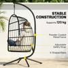 Hanging Egg Chair, Indoor Outdoor Hammock Swing Chair with Stand, Safety Strap, Foldable Basket, Black/Cream White