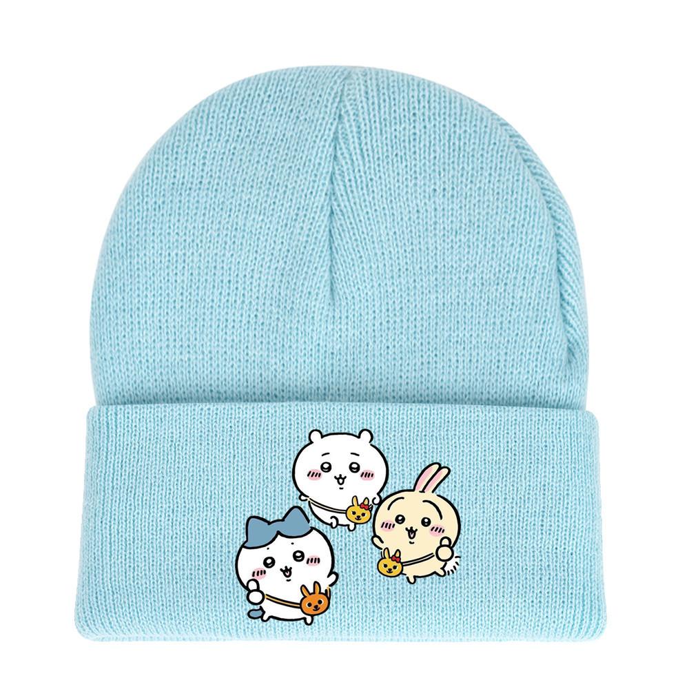 Usagi Chiikawa Round Top Dopamine Print Knit Hat For Animation Enthusiasts