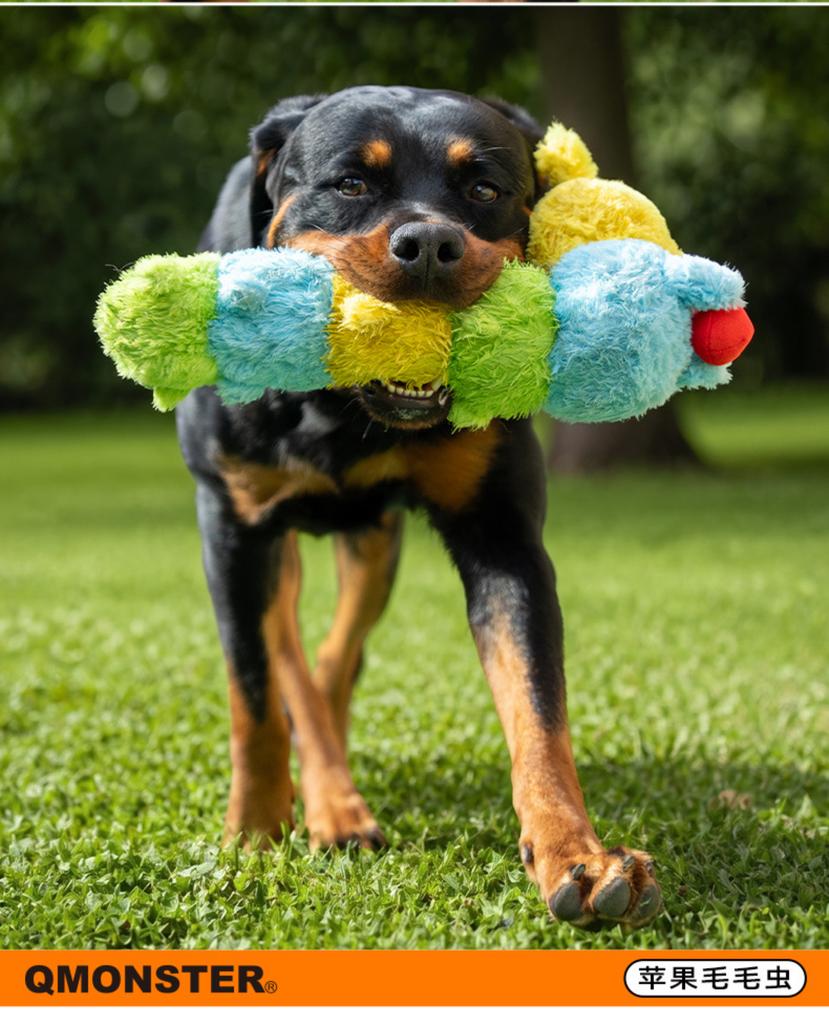 Plüschraupe Hundespielzeug Langlebiges Kausicheres Zerrspielzeug mit Quietscher Weiches gefülltes Haustierspielzeug für interaktives Spiel und Training