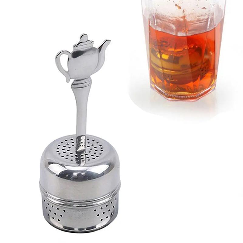 Infusore per Tè in Acciaio Inossidabile Colino Cilindrico Filtro per Spezie Erbe Palline Condimento Catena Appendi Accessori da Cucina