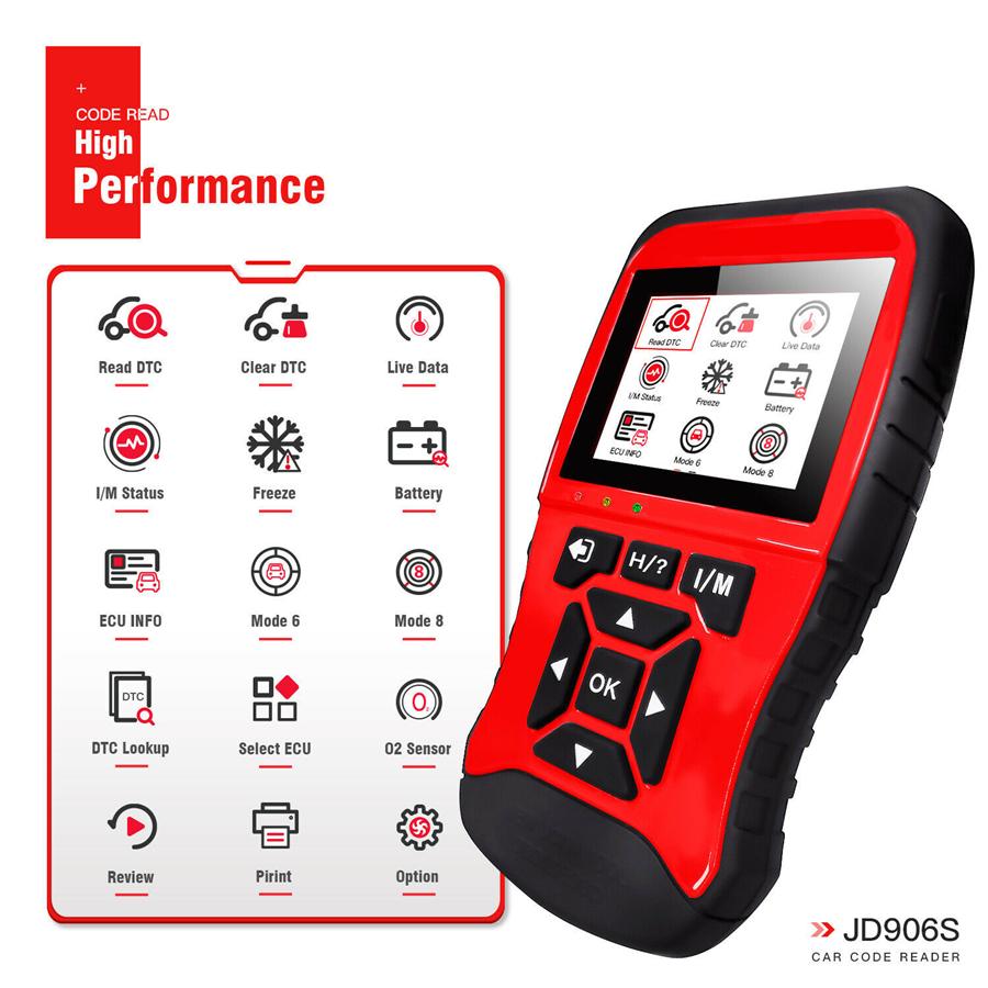 JD906S New Generation Scan Tool Code Reader OBD2 Scanner Mode6/8 I/M