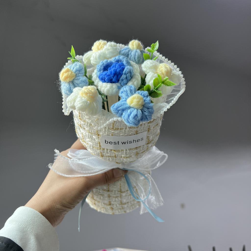 Cross-border Knitted Wool Sunflower Bouquet Exquisite Small Gift Mini Bouquet 38 Valentine's Day Gift