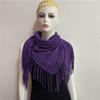 Women's Hollowed Knitted Triangular Scarf Imitation Cashmeres Soft Winter Shawl Wrap Neckerchief Blanket with Fringes
