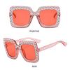 Fashion Square Crystal Oversized Sunglasses UV400 Protection Sparkling Diamond Sun Glasses Big Frame Shades Women