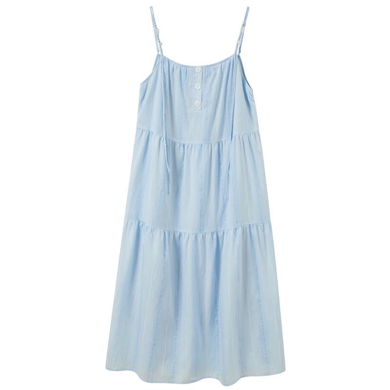 Sancai 2025 Summer French Style Striped Strap Maxi Dress