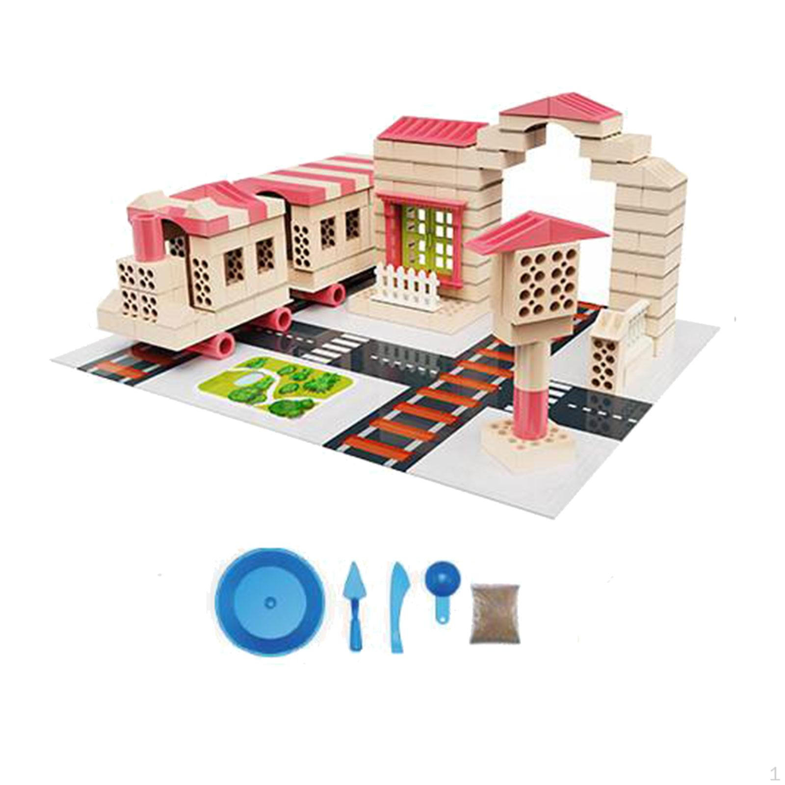 

Building Bricks Kits DIY Miniature House Pile up Brick for Toddlers Train