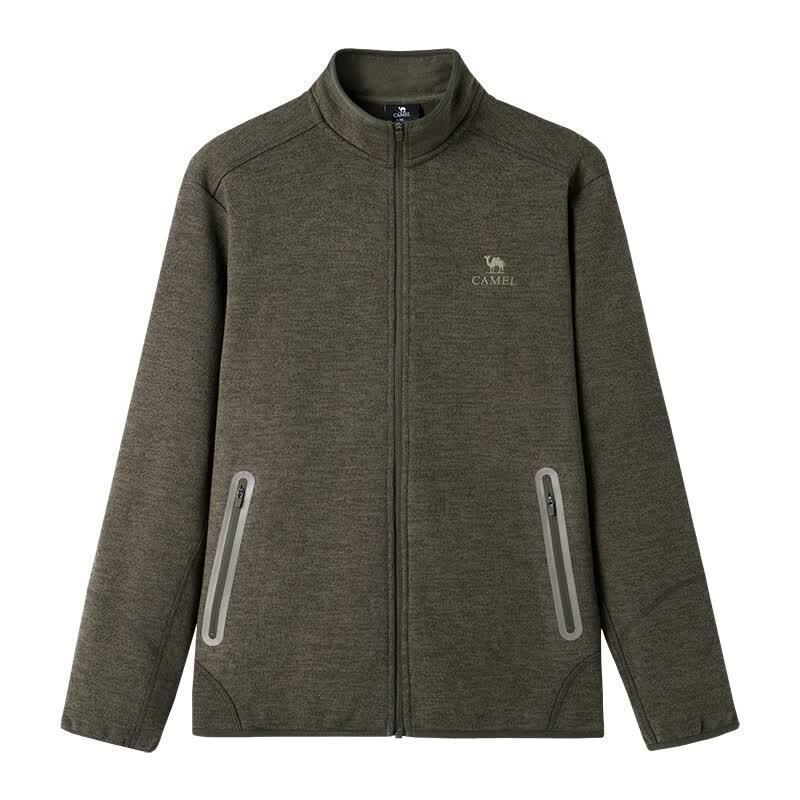 Camel Casual Stand-up Collar Fleece-lined Jacket