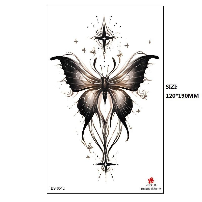 Black Butterfly Owl Sunflower Set Water Transfer Simulation Temporary Tattoo Sticker