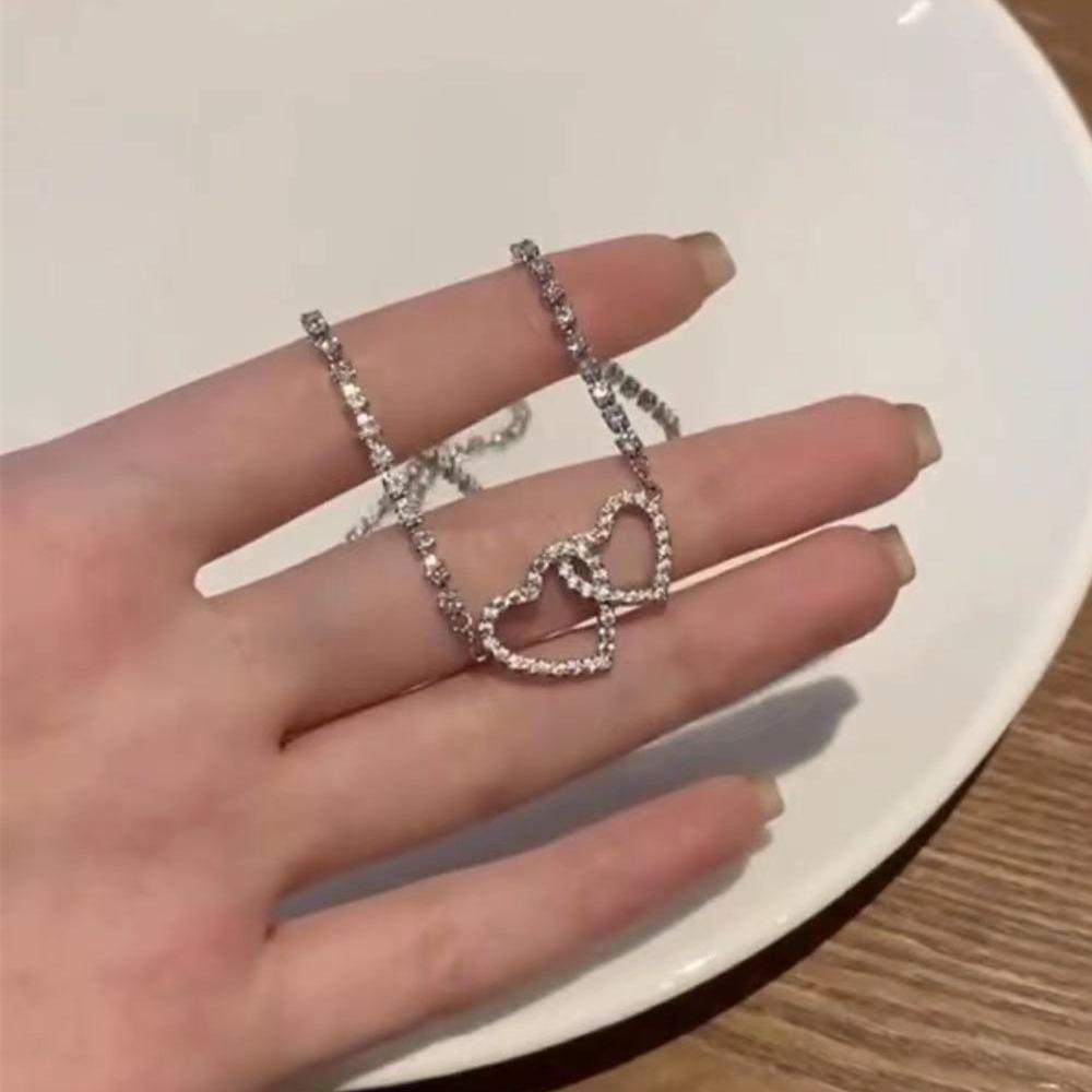Halsband med diamant hjärta i koreansk stil - Elegant och fräsch design för kvinnor