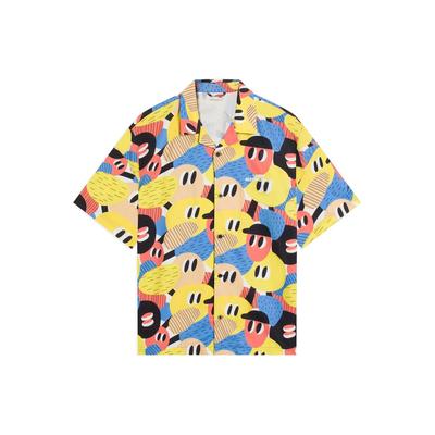 Li Ning X Phil Hackett Geometric Pattern Printed Short Sleeve Shirt Men Shirts Yellow ASHS461-2