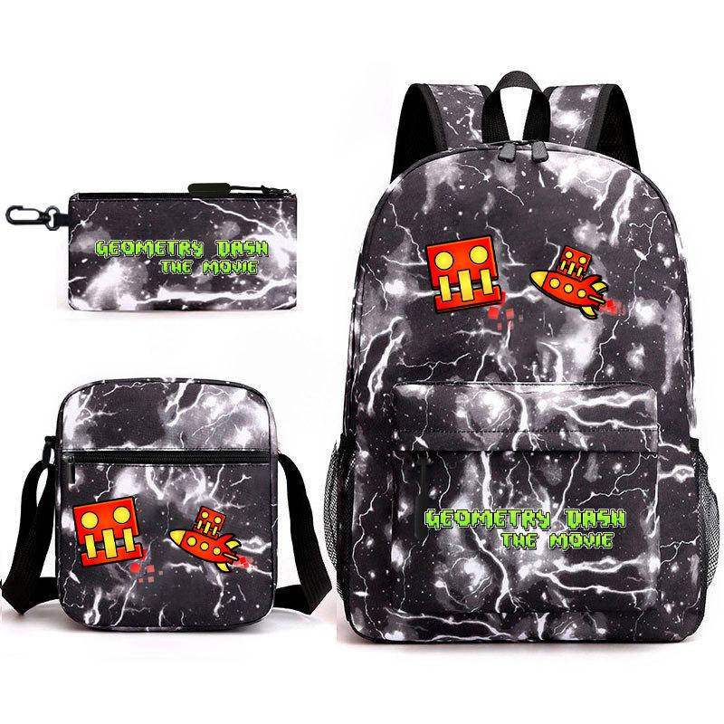 Geometry sprint game backpack geometry dash heat transfer backpack elementary school bag leisure bag