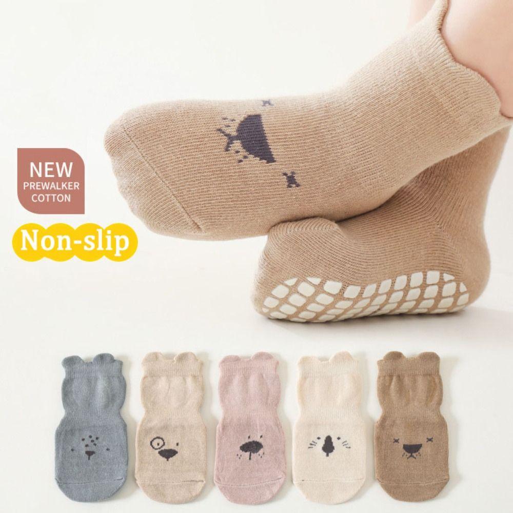 5Pairs Non-slip Baby Cotton Socks Breathable kids Cartoon Socks Kawaii Short Tube Socks Children