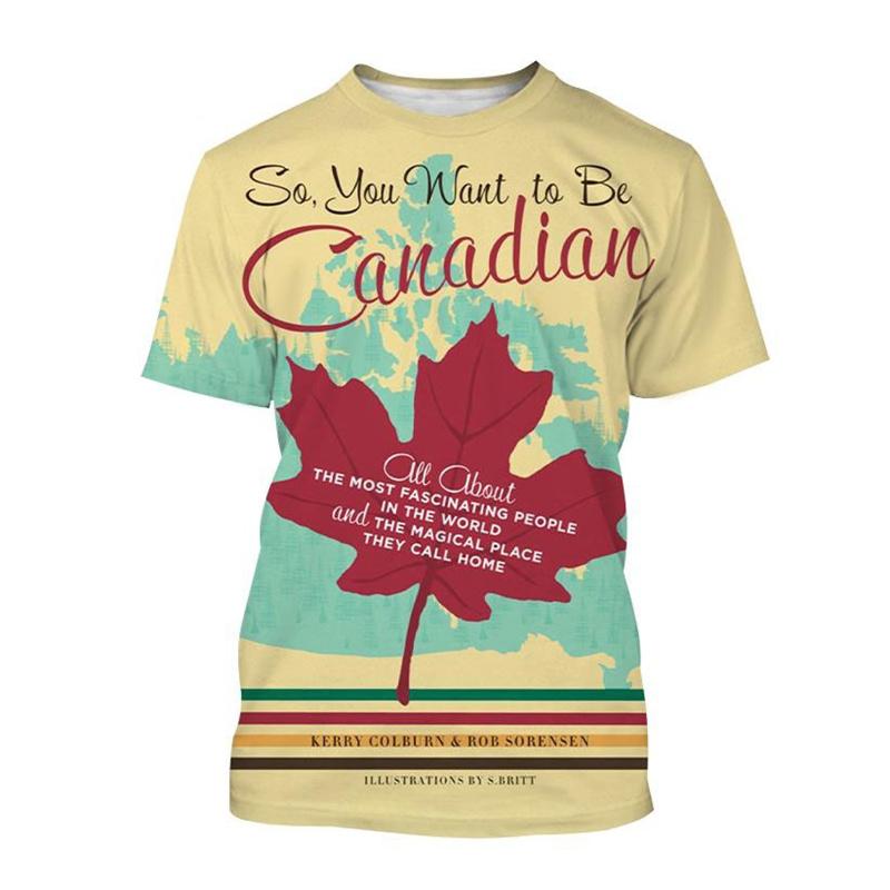 Happy Canada Day T-Shirt für Herren mit 3D-Aufdruck, kanadische Flagge, lässig, Rundhalsausschnitt, kurzärmelig, Sommer-T-Shirt, Tops, Kleidung