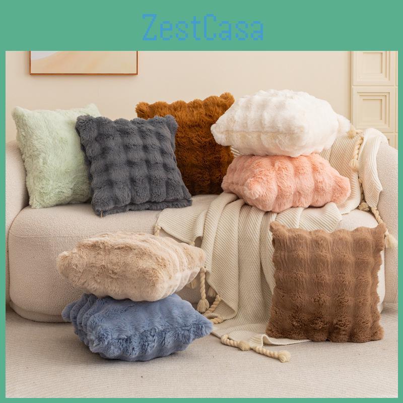 Bubble Cover Origin Cushion Plush Solid Color Imitation Rabbit Fur Pillow Cover