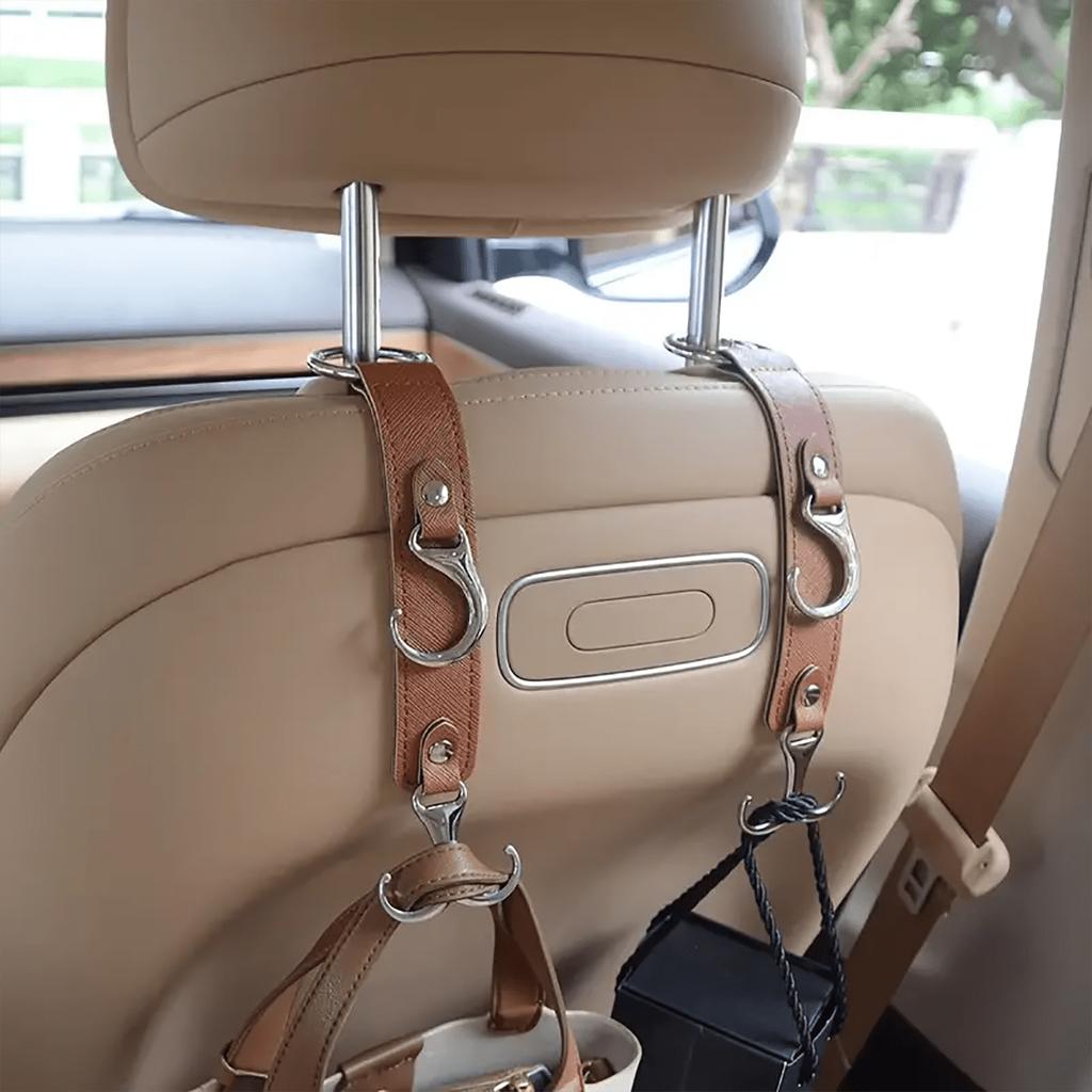 Faux Leather Car Seat Back Hooks - Perfect for Grocery Bags, Coats, Umbrellas & Handbags - Fit Vehicle Accessories
