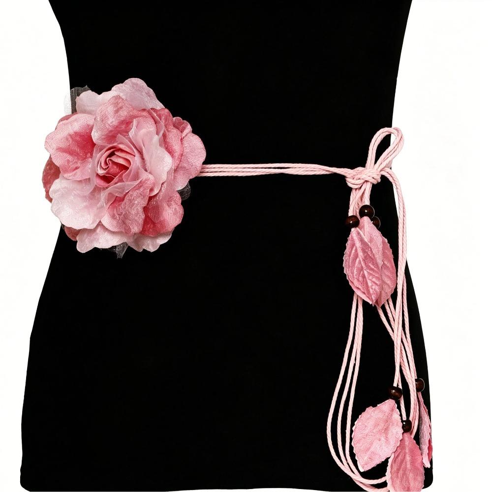 Cintura Floreale con Fiore Stile Etnico Cintura in Corda Intrecciata Catena Vita Floreale alla Moda Donna
