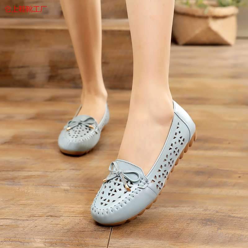 Outer wear mother leap month sandals soft sole breathable single shoes non-slip beef tendon sole not tired feet hollow hole shoes