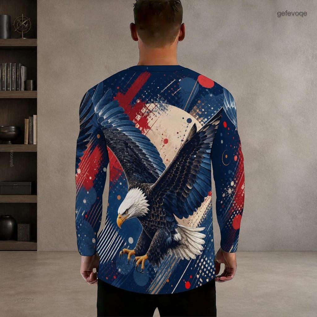 Men Plus Size Crew Neck Long Sleeve Shirt Black Gothic Skull And Wolf Graphic Top