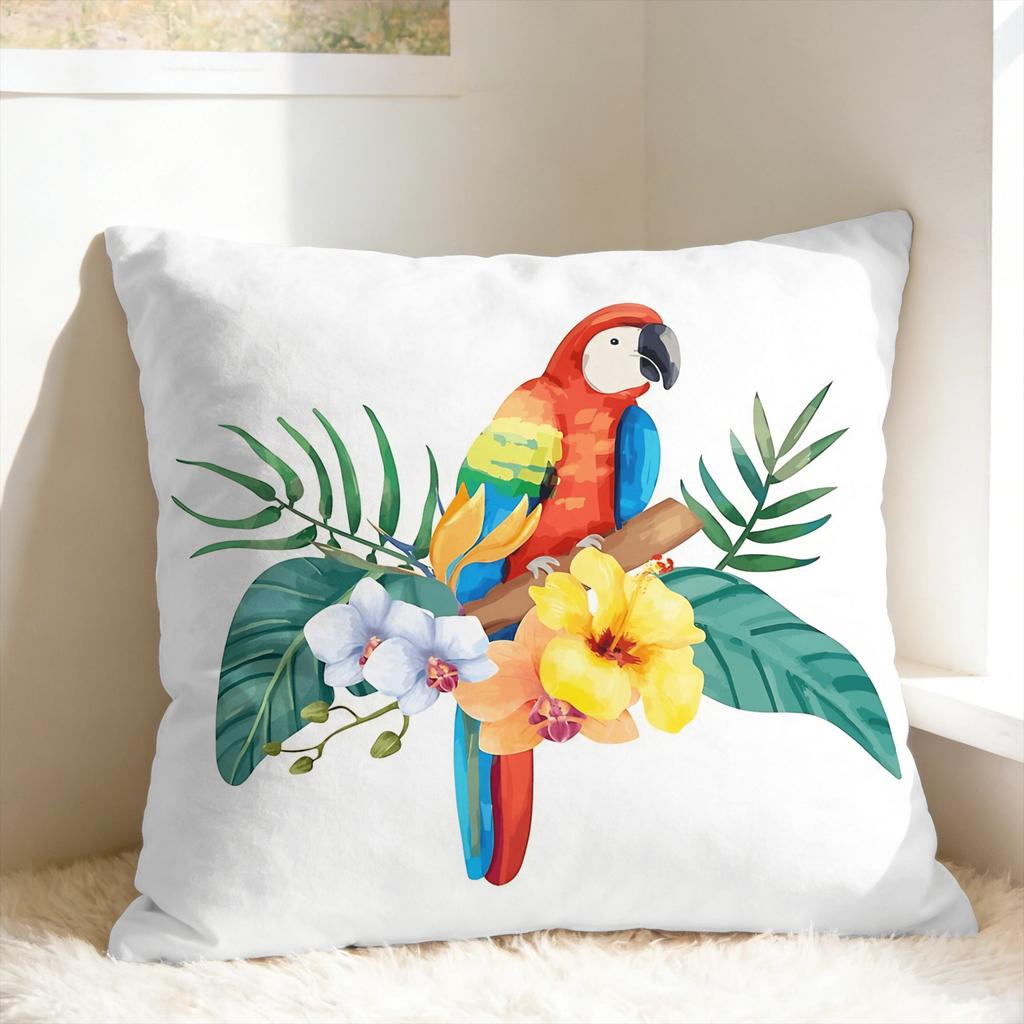 Tropical Parrot Palm Pillow Cover Square Cushion Cover Fashion Pillow Case For Living Room Bed Chair