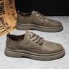 Summer New Leather Punching Breathable Casual Leather Shoes Daily Work Low-top Lace-up British Style Leather Shoes Men's Shoes