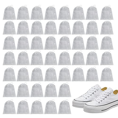 50 Pezzi Sacchetti Antipolvere per Scarpe in Tessuto Non Tessuto con Coulisse - Copriscarpe Anti-Ingiallimento Anti-Polvere per Viaggi, Organizzazione Armadio, Stoccaggio Biancheria e Regalo