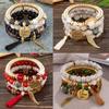 4pcs/set Vintage Elastic Rope Tassel Bracelets Statement Colorful Stone Handmade Beads Bracelets Bangles Fashion Party Jewelry