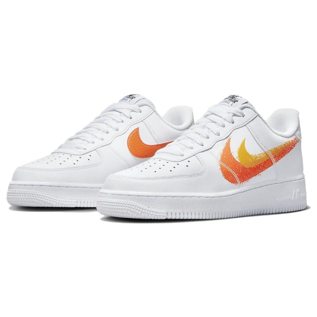 Nové Nike Air Force 1 Low '07 Spray Paint Swoosh Bílé Bezpečnostní Oranžové FJ4228-100