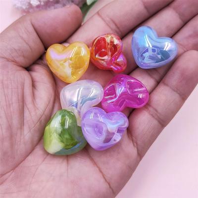 10 pezzi foro posteriore cuore di pesca abbagliante perline UV accessori di gioielli tridimensionali orecchini fai da te collana di moda bracciale materiali fatti a mano