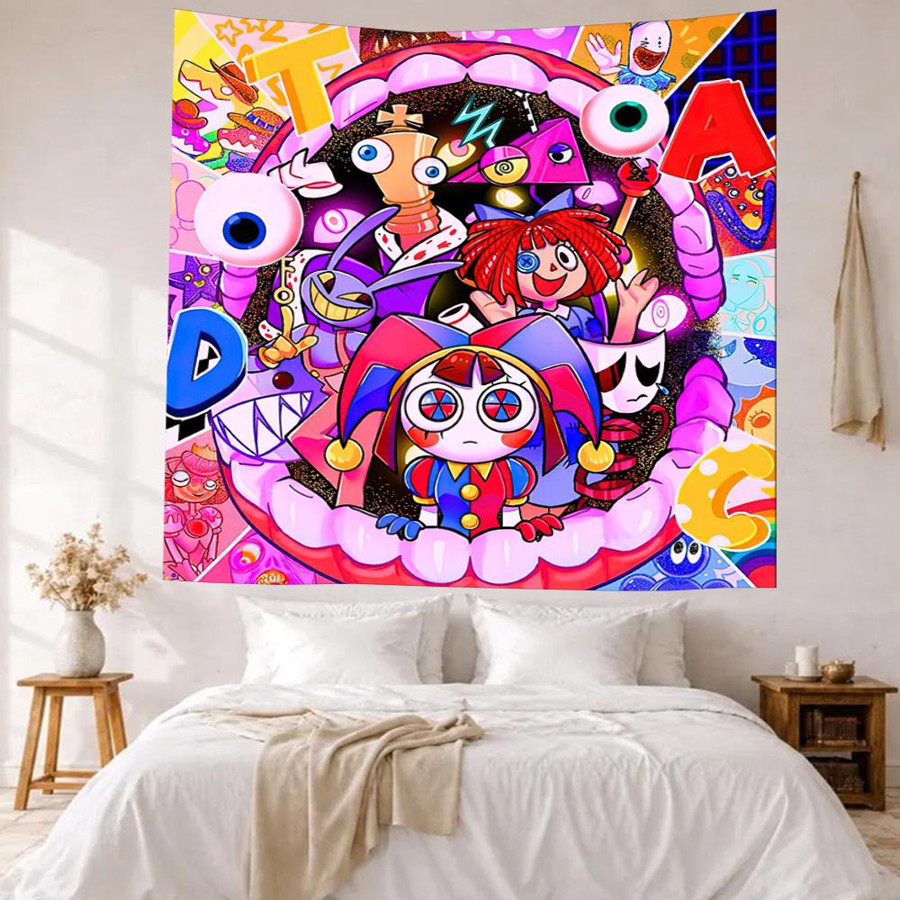 Digital Circus Style Wall Decor Tapestry Art For Pet Memorial Birthdaywedding Party Backdrop Family Gift