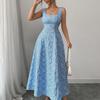 Maxi Dresses Sleeveless Square Neck A Line Sun Dress with Fitted Waist Elegant Party Cocktail Beach Dress for Ladies