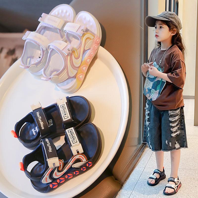 Kids Casual Sandals for Boys Girls Children Sports Sandals Open Toes Anti-skid Soft Fashion 2024 Summer New Beach Shoes 26-37