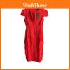 Breathable Polyester Blend Vneck Short Sleeve Dress For Office Wear