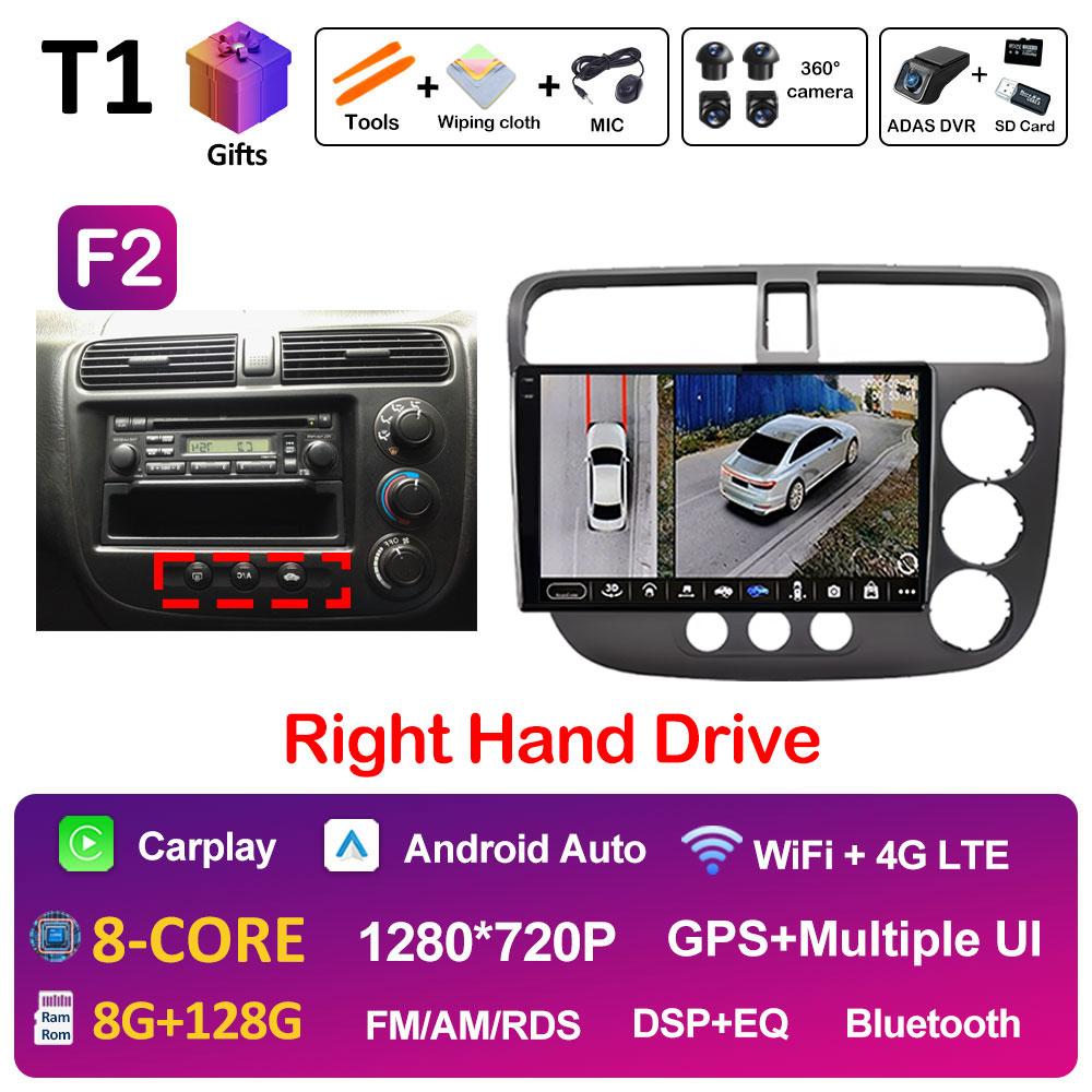 DSP Stereo GPS Navigation For Honda Civic 2000 2001 2002 2003 2004 2005 2006 Multimedia Player Android 14 Touch Screen Head Unit