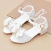 2024 Girls' Crystal Princess Sandals - White Soft Sole High Heels for Big Kids
