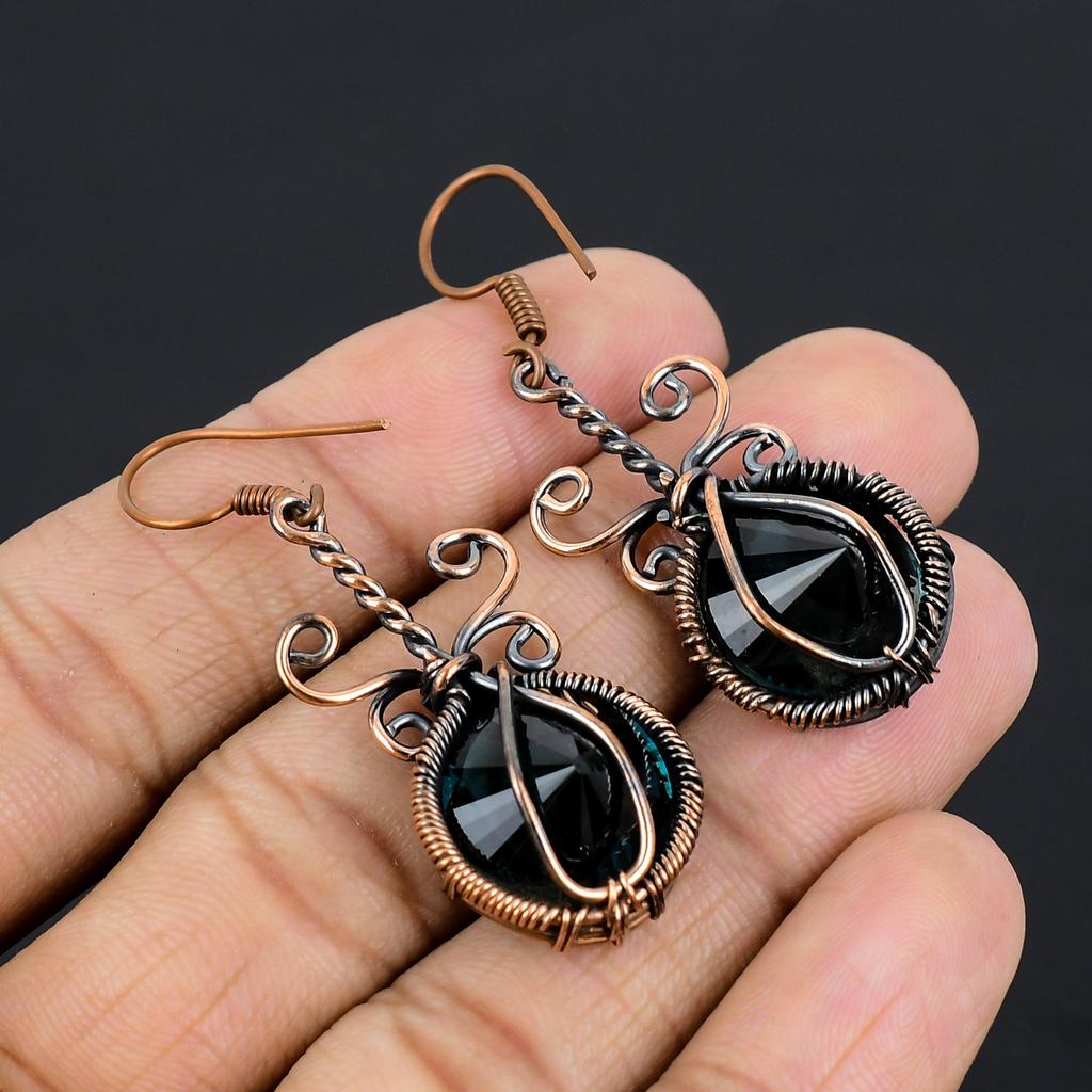 Olive Tourmaline Earrings Gemstone Jewelry, 999 Copper Wire Wrapped Earrings, Handmade Beautiful Jewelry Earrings