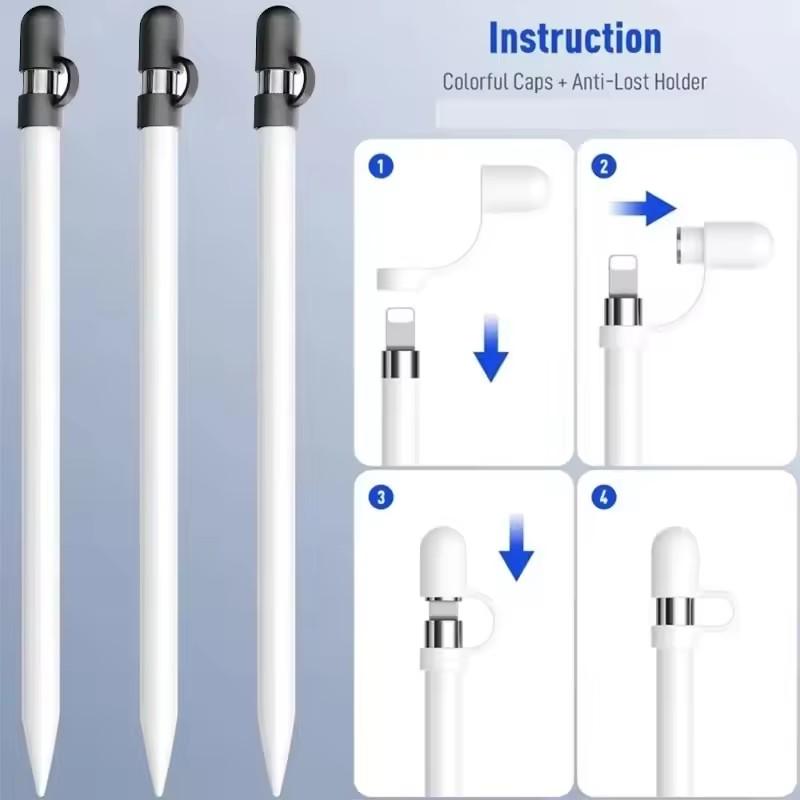 Xiaomi Silicone Replacement Cap for Apple Pencil Anti-Lost Stylus Pen Holder Tether Protective Cover for IPencil 1/2 Tablet Pen Sleeves