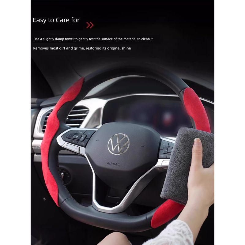 New Car Steering Wheel Cover, Four-Season Anti-Slip, High-End, Lightweight, Durable, Breathable, Nappa Leather, Suede Handlebar Cover