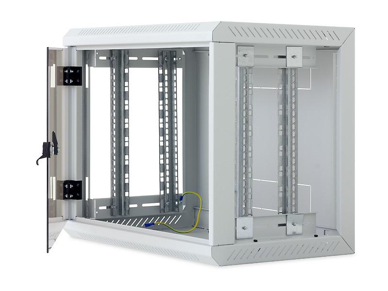 19" Jednodln Nstnn Rozvad S Odnmatelnmi Bonicemi 15U/600mm Celosklenn Dvee, Svtle Ed RAL7035