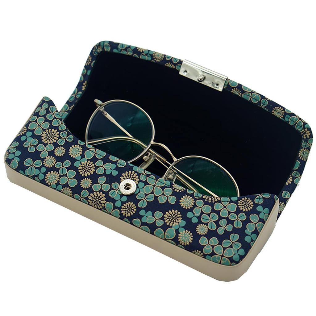 Indenya White Traditional Koshu Original Brand Eyeglass [Inden-ya] Clovers, Crafts, Inden, Deerskin, Lacquer, (No. 7308, Case)