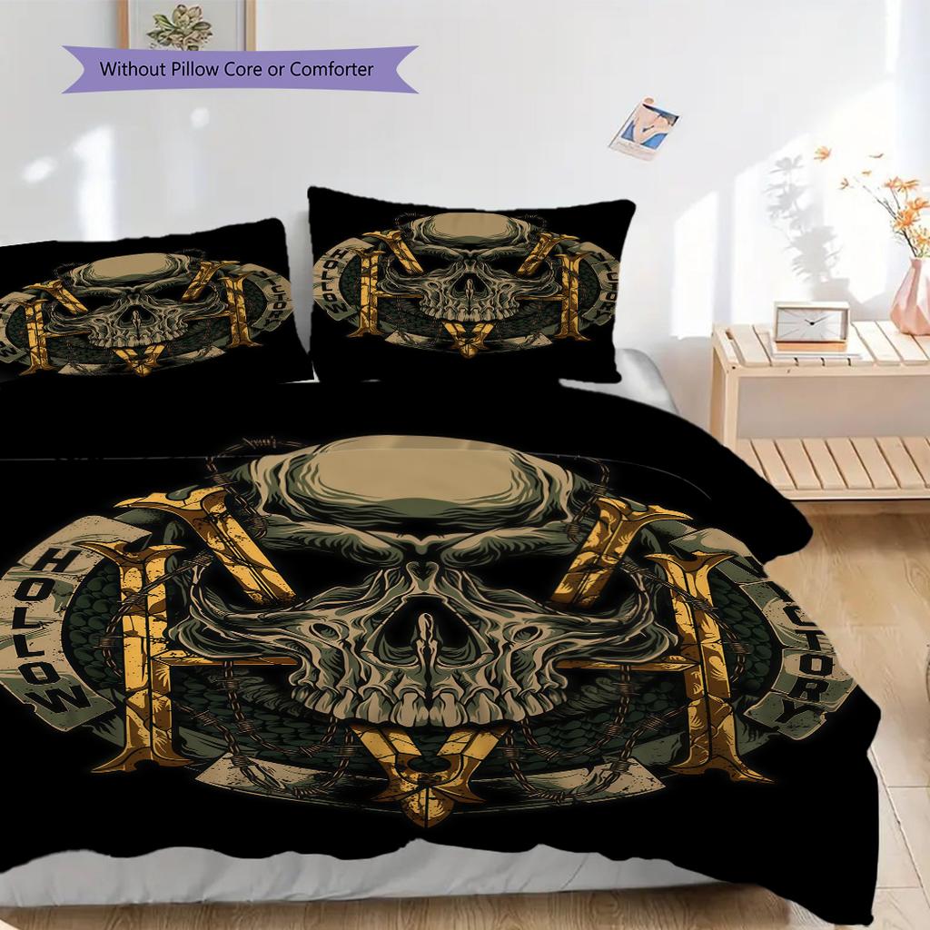 Skull Art Set Threepiece Set 1 Duvet Cover 2 Pillowcase Without Core Bedding Set Duvet Cover And Pillowcase Soft And Comfortable