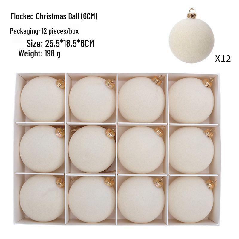 Colorful 6cm Cross-Border Christmas Ornament Balls – Flocked Hanging Decorations