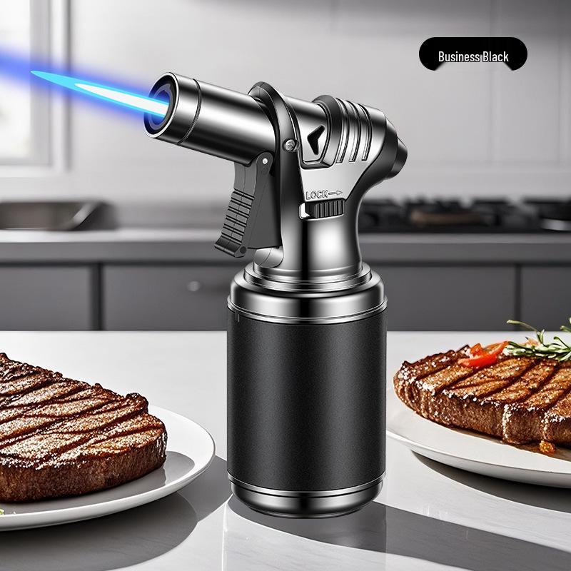 Large-Capacity Windproof Metal Torch: Direct Flame Outdoor BBQ and Kitchen Lighter