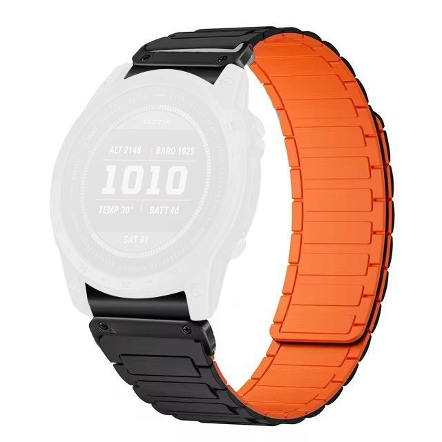 20mm Magnetisches Silikon-Schnellwechselarmband für Garmin Fenix 8 43mm/Descent MK3/MK3i Zweifarbiges Uhrenarmband