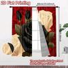 2D FLAT PRINTING 2pcs Curtains (Without Rod) Flower Bouquet on Red Easter holiday curtains with digital printing Durable